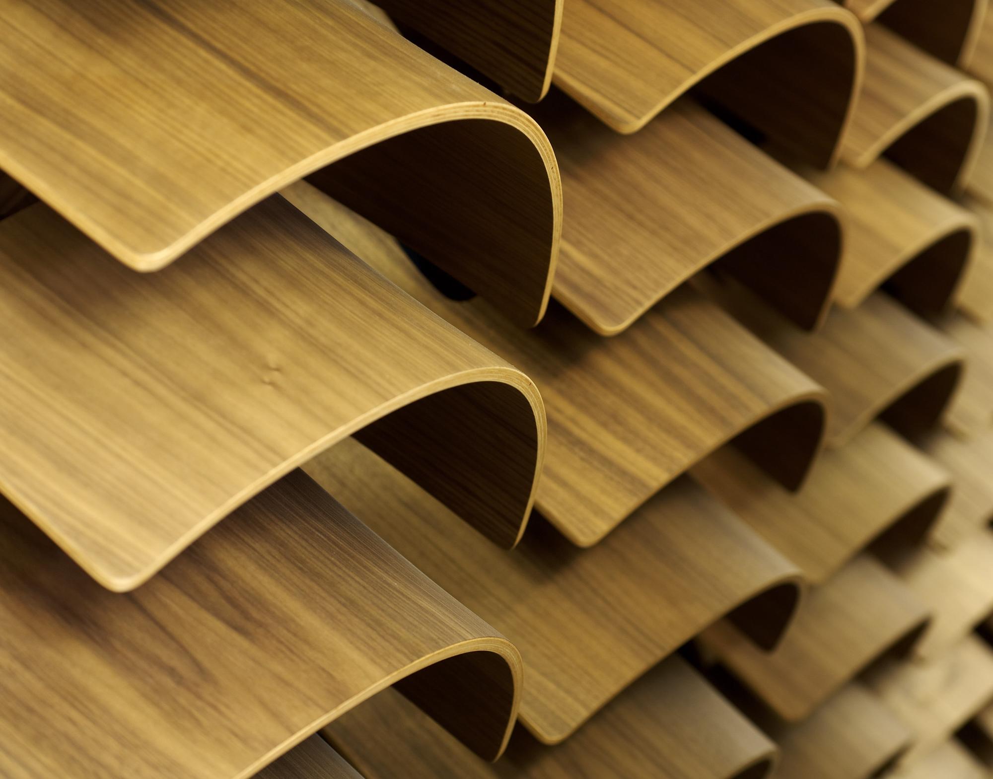 This picture shows undulated wooden panels